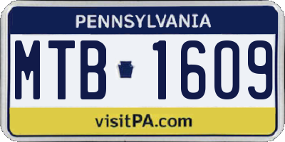 PA license plate MTB1609