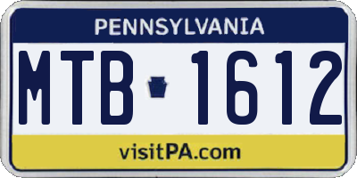 PA license plate MTB1612