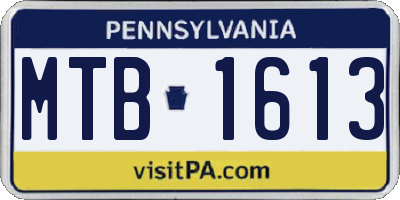 PA license plate MTB1613