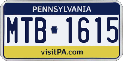 PA license plate MTB1615
