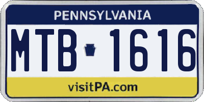 PA license plate MTB1616
