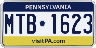 PA license plate MTB1623