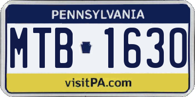 PA license plate MTB1630