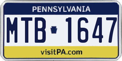PA license plate MTB1647