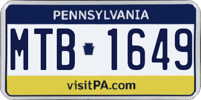 PA license plate MTB1649