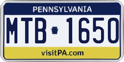 PA license plate MTB1650