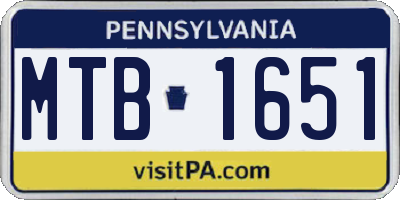 PA license plate MTB1651