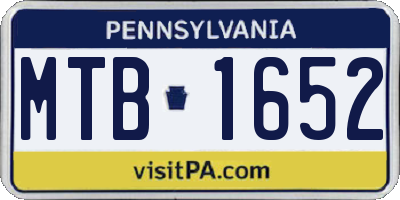 PA license plate MTB1652