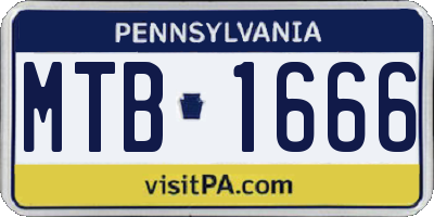 PA license plate MTB1666