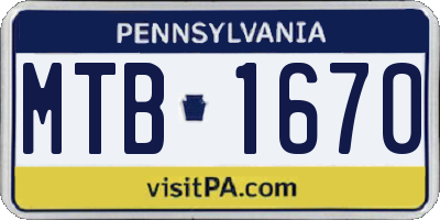 PA license plate MTB1670