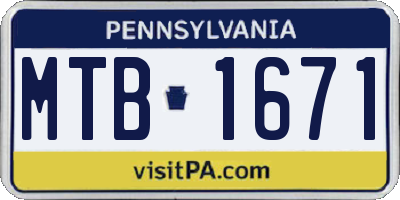 PA license plate MTB1671