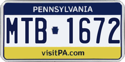 PA license plate MTB1672