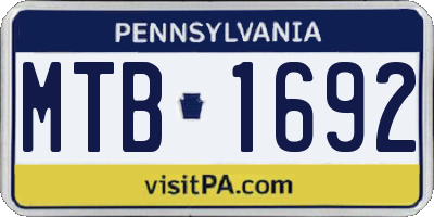 PA license plate MTB1692
