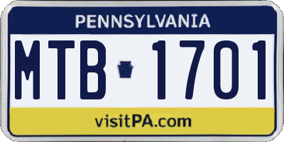 PA license plate MTB1701