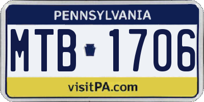 PA license plate MTB1706