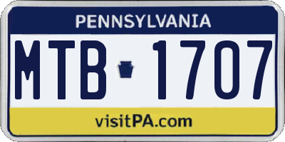 PA license plate MTB1707