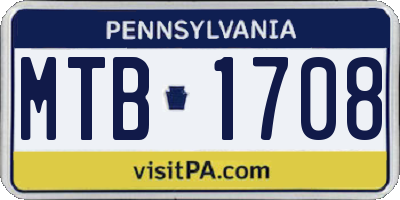 PA license plate MTB1708