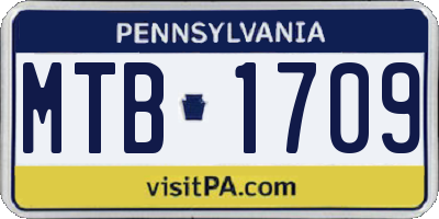 PA license plate MTB1709