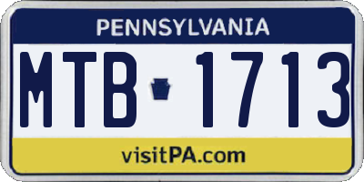 PA license plate MTB1713