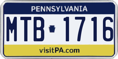 PA license plate MTB1716