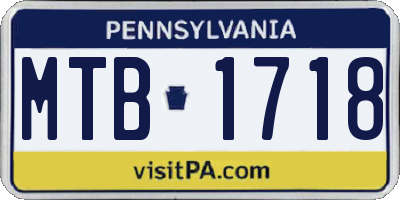 PA license plate MTB1718