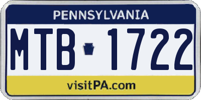PA license plate MTB1722