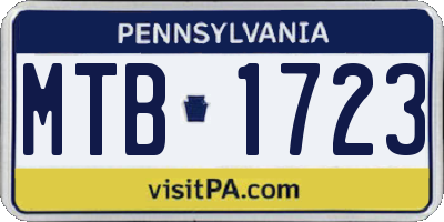 PA license plate MTB1723