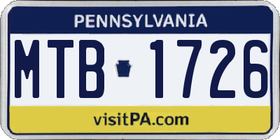 PA license plate MTB1726