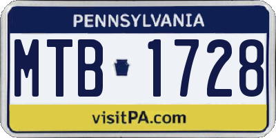 PA license plate MTB1728
