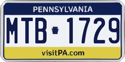 PA license plate MTB1729