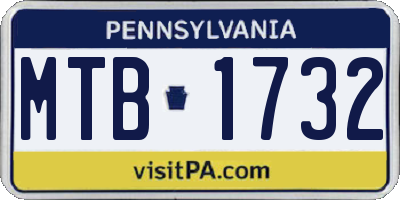 PA license plate MTB1732