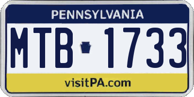 PA license plate MTB1733