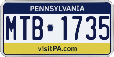 PA license plate MTB1735