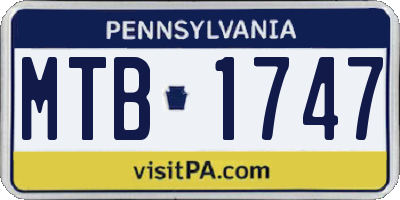 PA license plate MTB1747