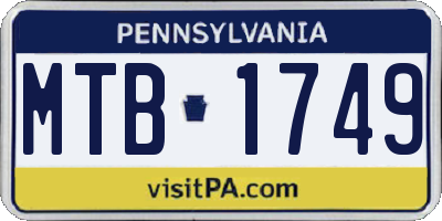 PA license plate MTB1749