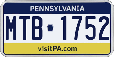 PA license plate MTB1752