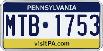 PA license plate MTB1753
