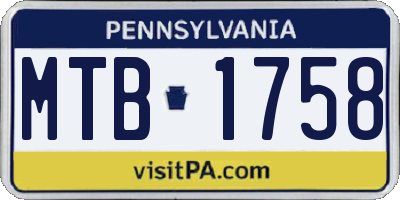 PA license plate MTB1758