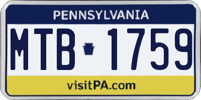 PA license plate MTB1759