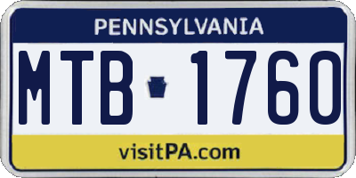 PA license plate MTB1760