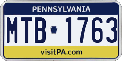 PA license plate MTB1763