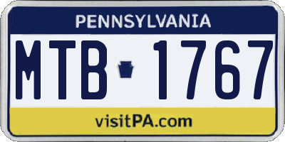 PA license plate MTB1767