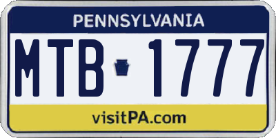 PA license plate MTB1777