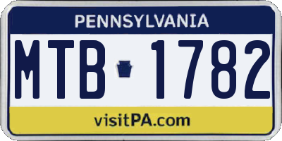 PA license plate MTB1782