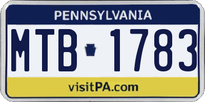 PA license plate MTB1783