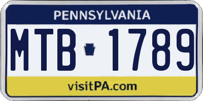 PA license plate MTB1789