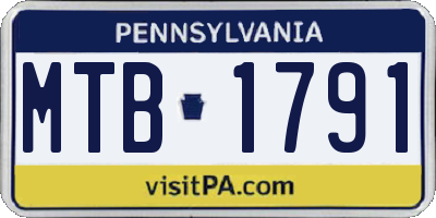 PA license plate MTB1791