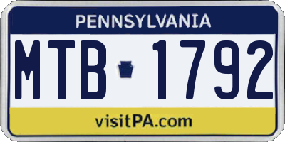 PA license plate MTB1792