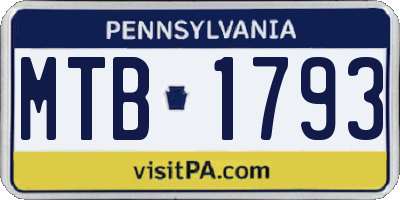 PA license plate MTB1793
