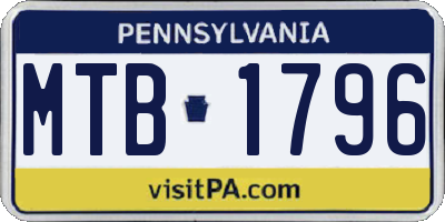 PA license plate MTB1796